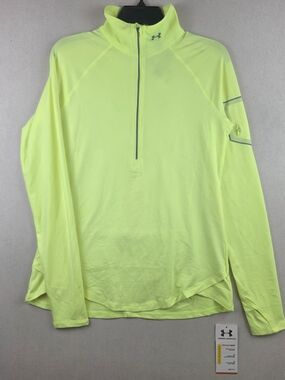 Under Armour Fly Fast Women's L Neon Yellow Reflective Half Zip Running Top NWT